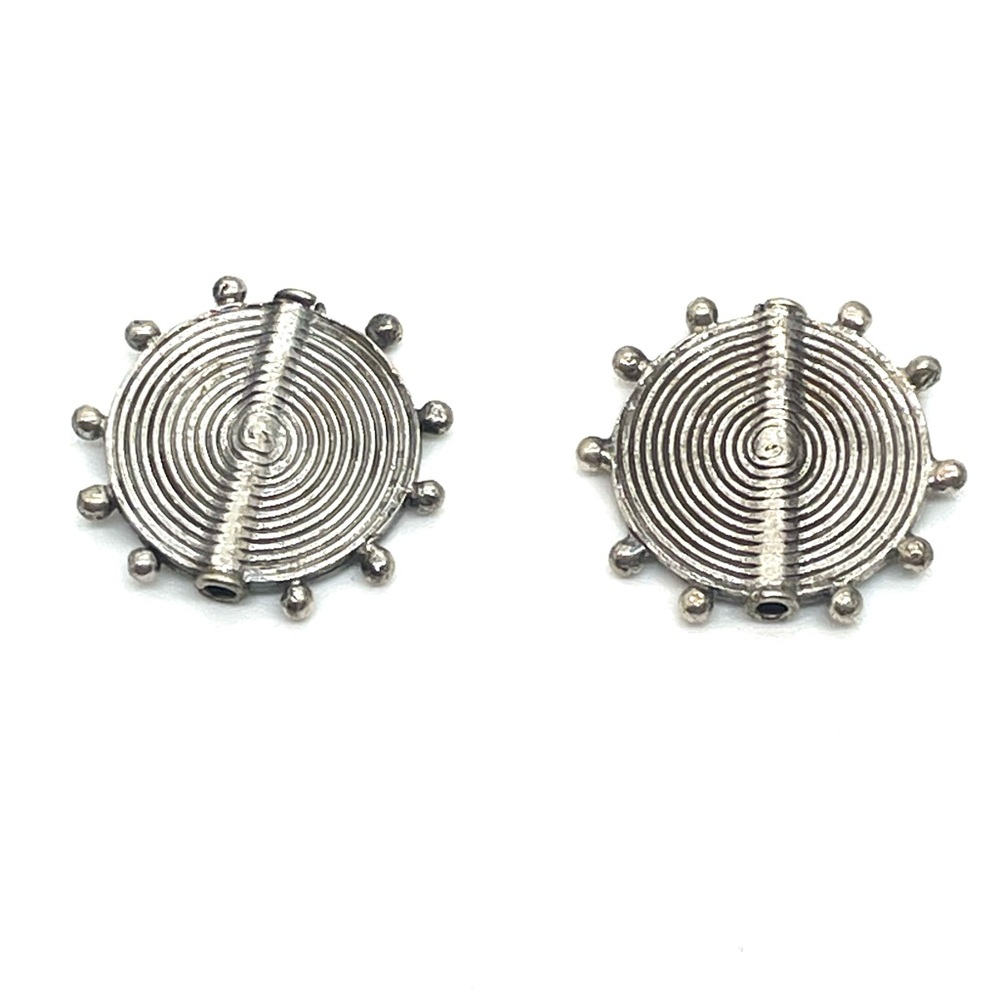 2 Sterling Southwest Spiral Disc Beads